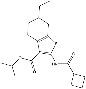 isopropyl 2-[(cyclobutylcarbonyl)amino]-6-ethyl-4,5,6,7-tetrahydro-1-benzothiophene-3-carboxylate Struktur