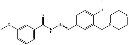 3-methoxy-N'-[4-methoxy-3-(4-thiomorpholinylmethyl)benzylidene]benzohydrazide Struktur