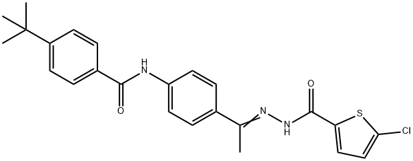 4-tert-butyl-N-(4-{N-[(5-chloro-2-thienyl)carbonyl]ethanehydrazonoyl}phenyl)benzamide Struktur