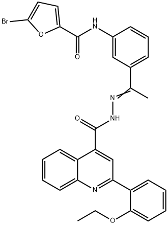 5-bromo-N-[3-(N-{[2-(2-ethoxyphenyl)-4-quinolinyl]carbonyl}ethanehydrazonoyl)phenyl]-2-furamide Struktur