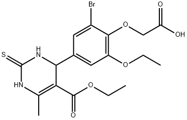 {2-bromo-6-ethoxy-4-[5-(ethoxycarbonyl)-6-methyl-2-thioxo-1,2,3,4-tetrahydropyrimidin-4-yl]phenoxy}acetic acid Struktur