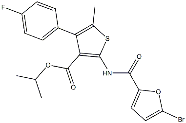 isopropyl 2-[(5-bromo-2-furoyl)amino]-4-(4-fluorophenyl)-5-methyl-3-thiophenecarboxylate Struktur