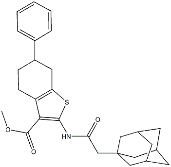 methyl 2-[(1-adamantylacetyl)amino]-6-phenyl-4,5,6,7-tetrahydro-1-benzothiophene-3-carboxylate Struktur