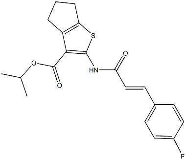 isopropyl 2-{[3-(4-fluorophenyl)acryloyl]amino}-5,6-dihydro-4H-cyclopenta[b]thiophene-3-carboxylate Struktur