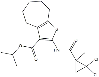 isopropyl 2-{[(2,2-dichloro-1-methylcyclopropyl)carbonyl]amino}-5,6,7,8-tetrahydro-4H-cyclohepta[b]thiophene-3-carboxylate Struktur