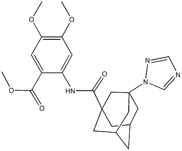 methyl 4,5-dimethoxy-2-({[3-(1H-1,2,4-triazol-1-yl)-1-adamantyl]carbonyl}amino)benzoate Struktur