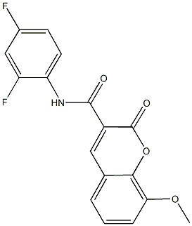 N-(2,4-difluorophenyl)-8-methoxy-2-oxo-2H-chromene-3-carboxamide Struktur