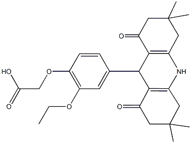 [2-ethoxy-4-(3,3,6,6-tetramethyl-1,8-dioxo-1,2,3,4,5,6,7,8,9,10-decahydroacridin-9-yl)phenoxy]acetic acid Struktur