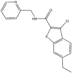 3-chloro-6-ethyl-N-(2-pyridinylmethyl)-1-benzothiophene-2-carboxamide Struktur