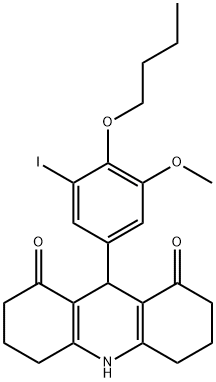 9-(4-butoxy-3-iodo-5-methoxyphenyl)-3,4,6,7,9,10-hexahydro-1,8(2H,5H)-acridinedione Struktur