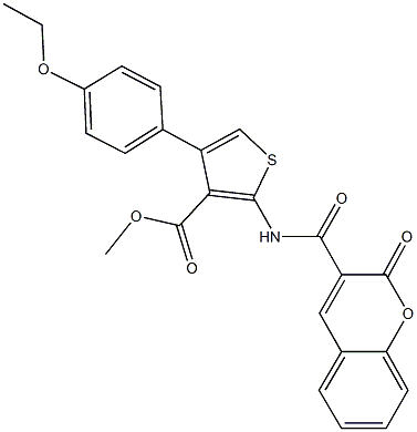 methyl 4-(4-ethoxyphenyl)-2-{[(2-oxo-2H-chromen-3-yl)carbonyl]amino}-3-thiophenecarboxylate Struktur