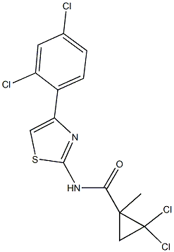 2,2-dichloro-N-[4-(2,4-dichlorophenyl)-1,3-thiazol-2-yl]-1-methylcyclopropanecarboxamide Struktur