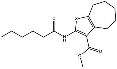 methyl 2-(hexanoylamino)-5,6,7,8-tetrahydro-4H-cyclohepta[b]thiophene-3-carboxylate Struktur