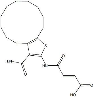 4-{[3-(aminocarbonyl)-4,5,6,7,8,9,10,11,12,13-decahydrocyclododeca[b]thien-2-yl]amino}-4-oxo-2-butenoic acid Struktur