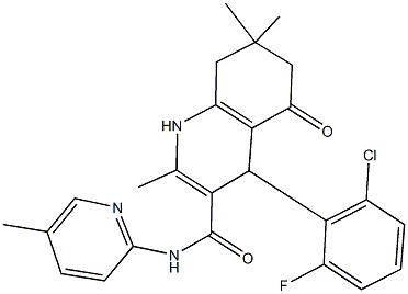 4-(2-chloro-6-fluorophenyl)-2,7,7-trimethyl-N-(5-methylpyridin-2-yl)-5-oxo-1,4,5,6,7,8-hexahydroquinoline-3-carboxamide Struktur