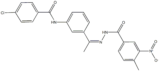 4-chloro-N-[3-(N-{3-nitro-4-methylbenzoyl}ethanehydrazonoyl)phenyl]benzamide Struktur