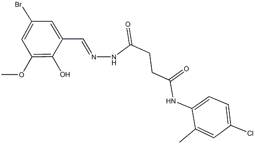 4-[2-(5-bromo-2-hydroxy-3-methoxybenzylidene)hydrazino]-N-(4-chloro-2-methylphenyl)-4-oxobutanamide Struktur