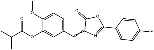 5-[(2-(4-fluorophenyl)-5-oxo-1,3-oxazol-4(5H)-ylidene)methyl]-2-methoxyphenyl 2-methylpropanoate Struktur