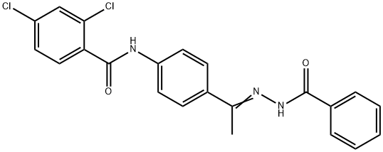 N-[4-(N-benzoylethanehydrazonoyl)phenyl]-2,4-dichlorobenzamide Struktur