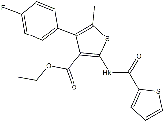 ethyl 4-(4-fluorophenyl)-5-methyl-2-[(thien-2-ylcarbonyl)amino]thiophene-3-carboxylate Struktur