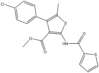 methyl 4-(4-chlorophenyl)-5-methyl-2-[(thien-2-ylcarbonyl)amino]thiophene-3-carboxylate Struktur