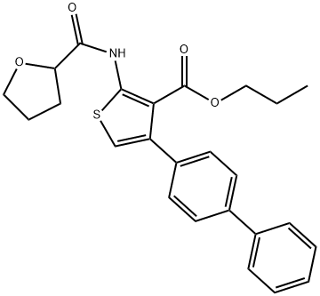 propyl 4-[1,1'-biphenyl]-4-yl-2-[(tetrahydrofuran-2-ylcarbonyl)amino]thiophene-3-carboxylate Struktur