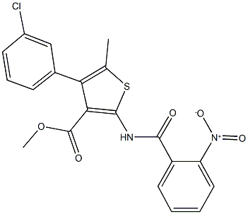 methyl 4-(3-chlorophenyl)-2-({2-nitrobenzoyl}amino)-5-methylthiophene-3-carboxylate Struktur