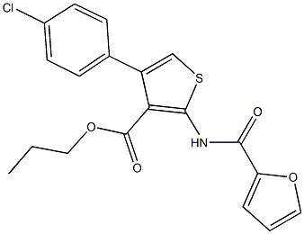 propyl 4-(4-chlorophenyl)-2-(2-furoylamino)-3-thiophenecarboxylate Struktur