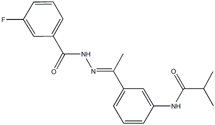 N-{3-[N-(3-fluorobenzoyl)ethanehydrazonoyl]phenyl}-2-methylpropanamide Struktur