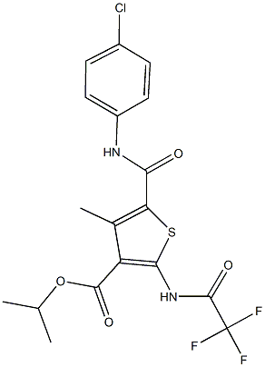 isopropyl 5-[(4-chloroanilino)carbonyl]-4-methyl-2-[(trifluoroacetyl)amino]thiophene-3-carboxylate Struktur