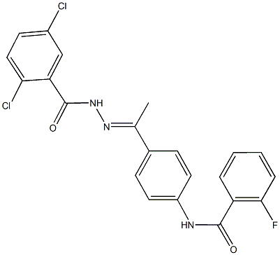 N-{4-[N-(2,5-dichlorobenzoyl)ethanehydrazonoyl]phenyl}-2-fluorobenzamide Struktur