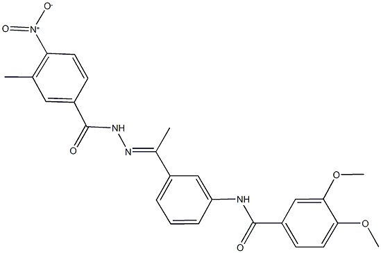 N-[3-(N-{4-nitro-3-methylbenzoyl}ethanehydrazonoyl)phenyl]-3,4-dimethoxybenzamide Struktur