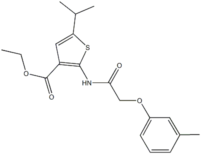 ethyl 5-isopropyl-2-{[(3-methylphenoxy)acetyl]amino}-3-thiophenecarboxylate Struktur