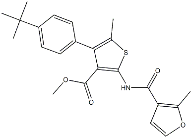 methyl 4-(4-tert-butylphenyl)-5-methyl-2-[(2-methyl-3-furoyl)amino]thiophene-3-carboxylate Struktur