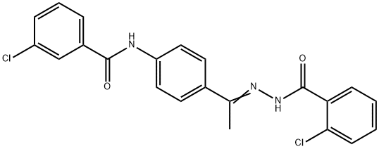 3-chloro-N-{4-[N-(2-chlorobenzoyl)ethanehydrazonoyl]phenyl}benzamide Struktur