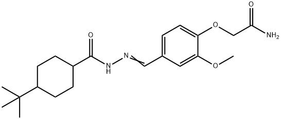 2-(4-{2-[(4-tert-butylcyclohexyl)carbonyl]carbohydrazonoyl}-2-methoxyphenoxy)acetamide Struktur