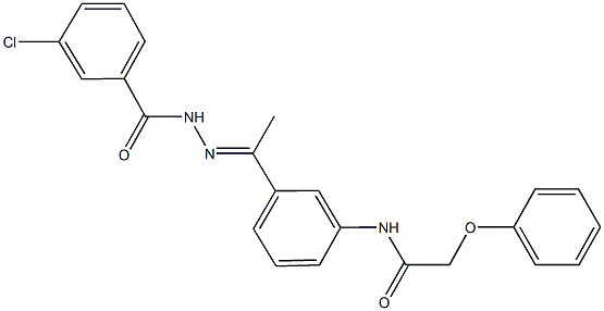 N-{3-[N-(3-chlorobenzoyl)ethanehydrazonoyl]phenyl}-2-phenoxyacetamide Struktur