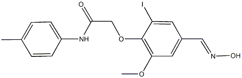 2-{4-[(hydroxyimino)methyl]-2-iodo-6-methoxyphenoxy}-N-(4-methylphenyl)acetamide Struktur