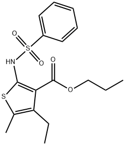 propyl 4-ethyl-5-methyl-2-[(phenylsulfonyl)amino]thiophene-3-carboxylate Struktur