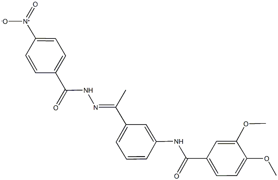 N-[3-(N-{4-nitrobenzoyl}ethanehydrazonoyl)phenyl]-3,4-dimethoxybenzamide Struktur