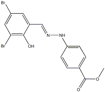 methyl 4-[2-(3,5-dibromo-2-hydroxybenzylidene)hydrazino]benzoate Struktur