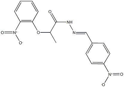 N'-{4-nitrobenzylidene}-2-{2-nitrophenoxy}propanohydrazide Struktur