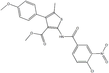 methyl 2-({4-chloro-3-nitrobenzoyl}amino)-4-(4-methoxyphenyl)-5-methylthiophene-3-carboxylate Struktur