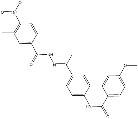 N-[4-(N-{4-nitro-3-methylbenzoyl}ethanehydrazonoyl)phenyl]-4-methoxybenzamide Struktur