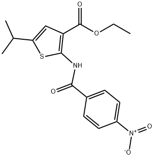 ethyl 2-({4-nitrobenzoyl}amino)-5-isopropylthiophene-3-carboxylate Struktur