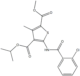 4-isopropyl 2-methyl 5-[(2-chlorobenzoyl)amino]-3-methylthiophene-2,4-dicarboxylate Struktur