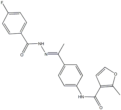 N-{4-[N-(4-fluorobenzoyl)ethanehydrazonoyl]phenyl}-2-methyl-3-furamide Struktur