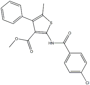 methyl 2-[(4-chlorobenzoyl)amino]-5-methyl-4-phenylthiophene-3-carboxylate Struktur