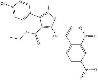 ethyl 2-({2,4-bisnitrobenzoyl}amino)-4-(4-chlorophenyl)-5-methylthiophene-3-carboxylate Struktur