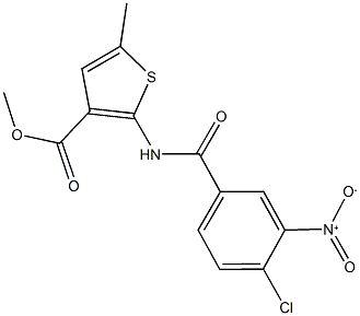 methyl 2-({4-chloro-3-nitrobenzoyl}amino)-5-methylthiophene-3-carboxylate Struktur